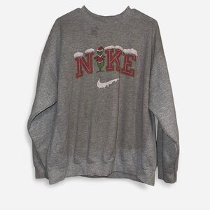 Nike Gray Crewneck Men's Sweater with Red Accents